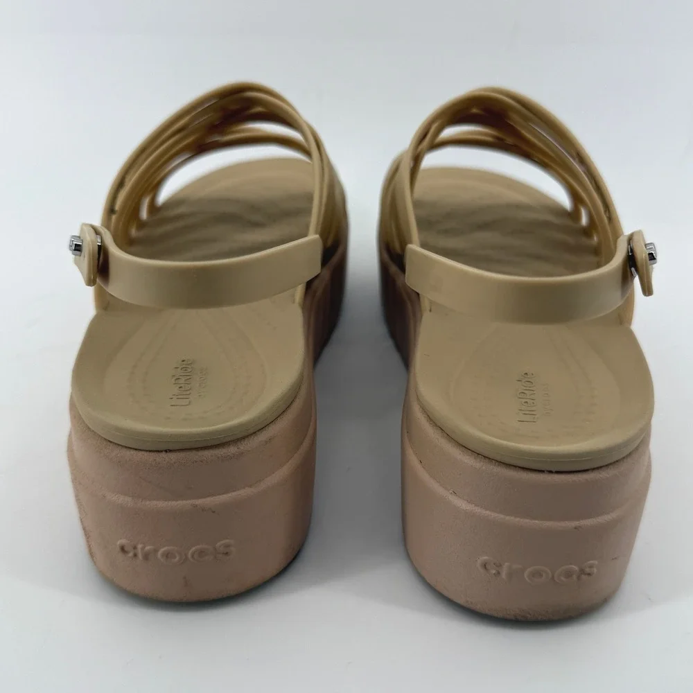 Crocs Brooklyn Strappy Low Wedge Sandal Chai Cream Women 6 Comfort LiteRide Y2K